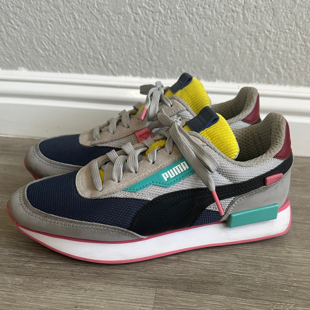Puma Future Rider Grey Multi-Color Sneakers Colorful Shoes Size 6